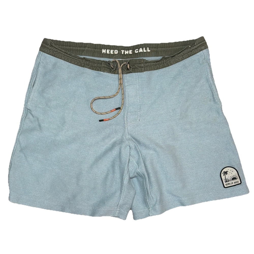 Howler Brothers Bros Men's Cotton Blend 38x8 Blue‎ Shorts Drawstring Pockets